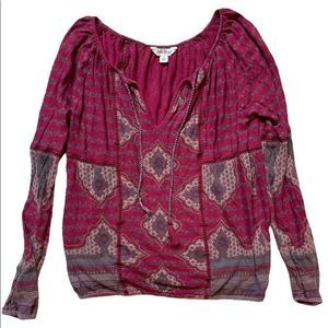 Boho Maroon Lucky Brand Blouse